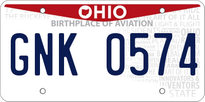 OH license plate GNK0574