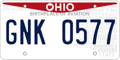 OH license plate GNK0577