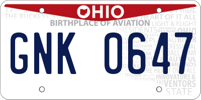 OH license plate GNK0647