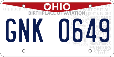 OH license plate GNK0649