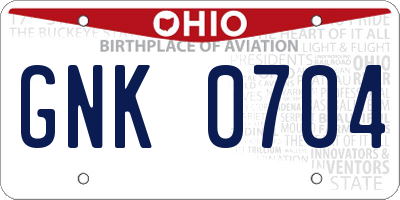 OH license plate GNK0704