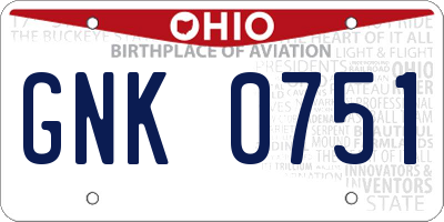 OH license plate GNK0751