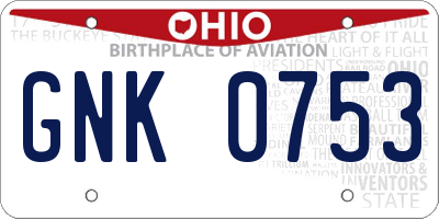 OH license plate GNK0753