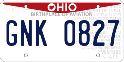 OH license plate GNK0827