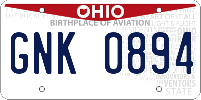 OH license plate GNK0894