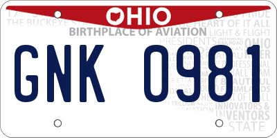 OH license plate GNK0981