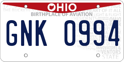 OH license plate GNK0994