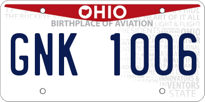 OH license plate GNK1006