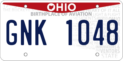 OH license plate GNK1048