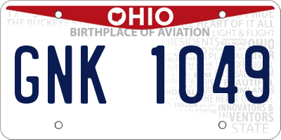 OH license plate GNK1049