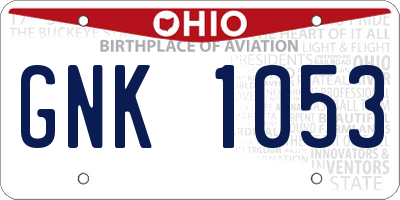 OH license plate GNK1053