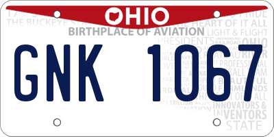 OH license plate GNK1067