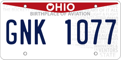 OH license plate GNK1077