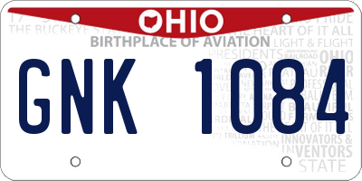 OH license plate GNK1084