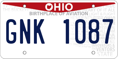 OH license plate GNK1087