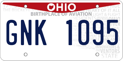 OH license plate GNK1095
