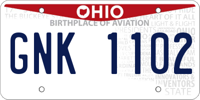OH license plate GNK1102