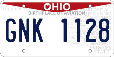 OH license plate GNK1128