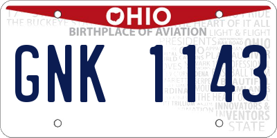 OH license plate GNK1143