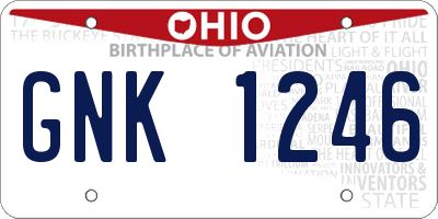OH license plate GNK1246