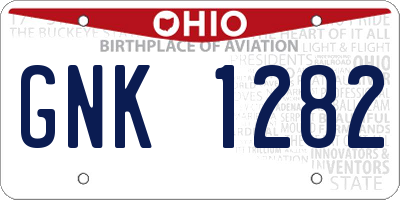 OH license plate GNK1282