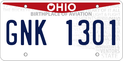 OH license plate GNK1301