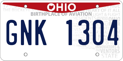 OH license plate GNK1304