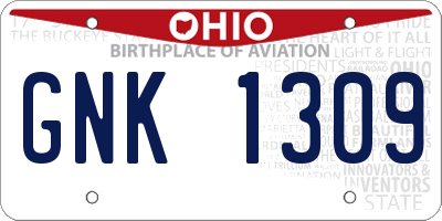 OH license plate GNK1309