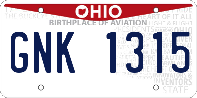 OH license plate GNK1315