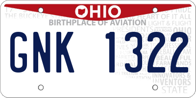 OH license plate GNK1322