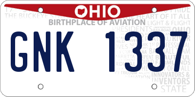 OH license plate GNK1337