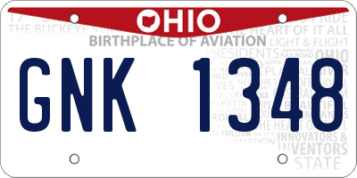 OH license plate GNK1348