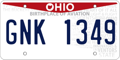 OH license plate GNK1349