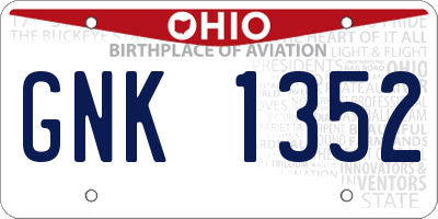 OH license plate GNK1352