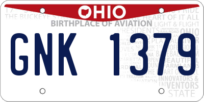 OH license plate GNK1379