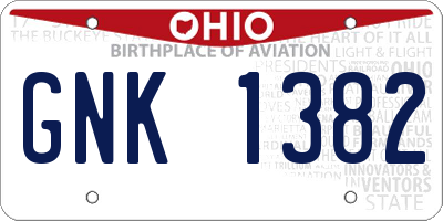 OH license plate GNK1382