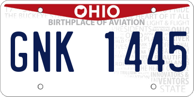 OH license plate GNK1445