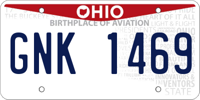 OH license plate GNK1469