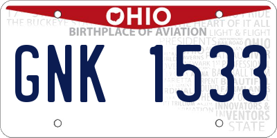 OH license plate GNK1533