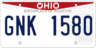 OH license plate GNK1580