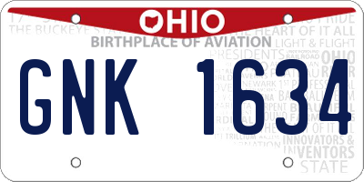 OH license plate GNK1634