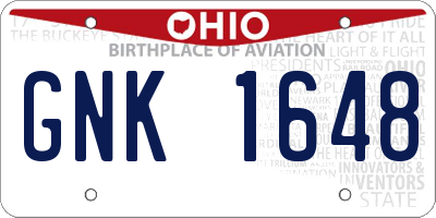 OH license plate GNK1648