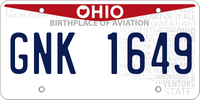 OH license plate GNK1649