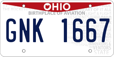 OH license plate GNK1667
