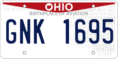 OH license plate GNK1695
