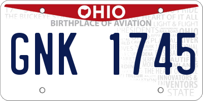 OH license plate GNK1745