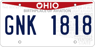 OH license plate GNK1818