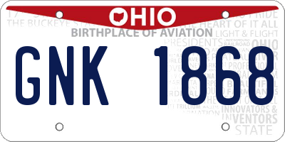 OH license plate GNK1868