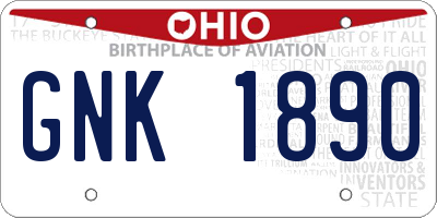 OH license plate GNK1890