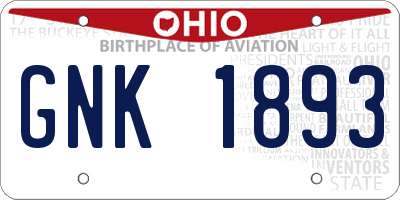 OH license plate GNK1893